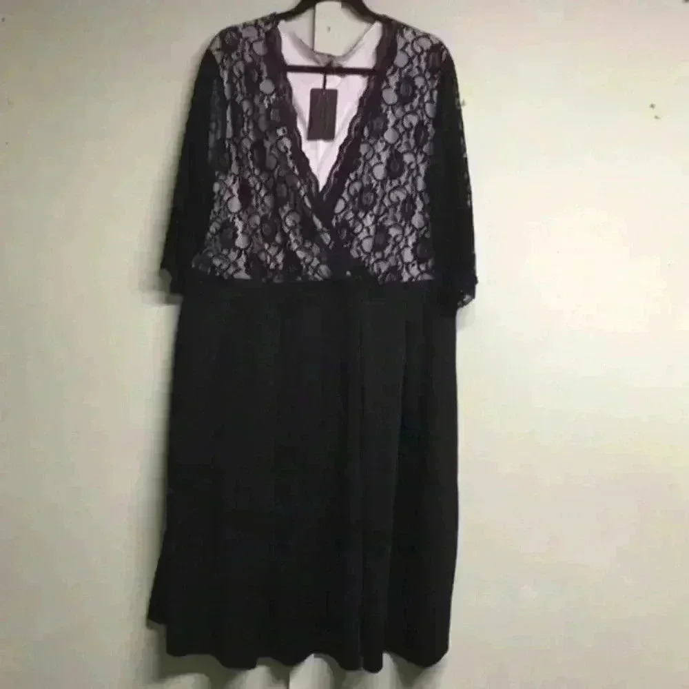 Pinup Fashion Black Lace Dress - Picture 2 of 9